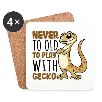 Never to old to play with Gecko - Untersetzer (4er-Set) - Weiß - Vorne