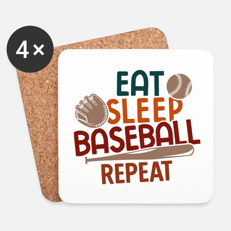 Baseball - Untersetzer (4er-Set) - Weiß