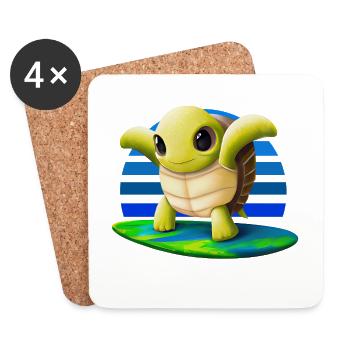 Surfing turtle - Coasters (set of 4) - white - Front