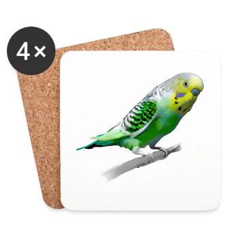 Sweet budgerigar - Coasters (set of 4) - white - Front
