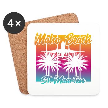 Plane landings at Maho Beach - Coasters (set of 4) - white - Front