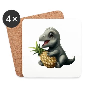 Un ananas sucré pour le petit dinosaure - Dessous de verre (lot de 4) - blanc - Devant