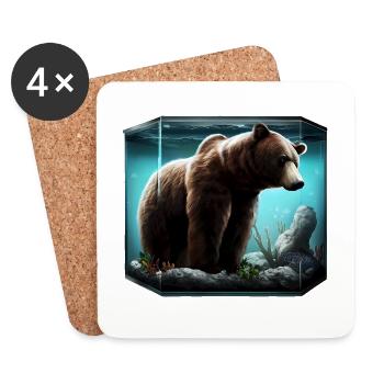 Bear in the aquarium - Coasters (set of 4) - white - Front