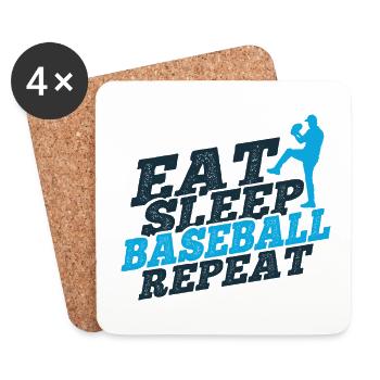 Baseball - Untersetzer (4er-Set) - Weiß - Vorne