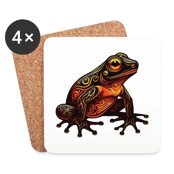 Frosch Portrait - Untersetzer (4er-Set) - Weiß - Vorne
