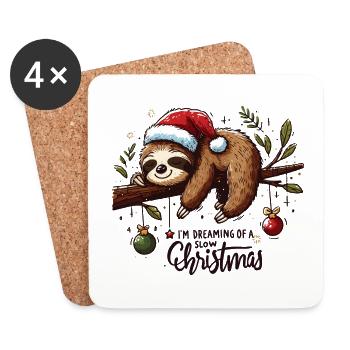 Paresseux plus défectueux Je rêve d’un Noël lent - Dessous de verre (lot de 4) - blanc - Devant