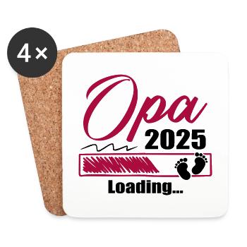 Werdender Opa 2025 Opa loading Geschenk Männer - Untersetzer (4er-Set) - Weiß - Vorne