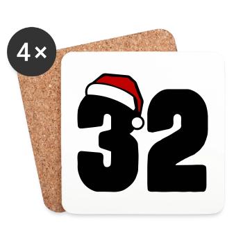 32 Numéro Noël - Dessous de verre (lot de 4) - blanc - Devant