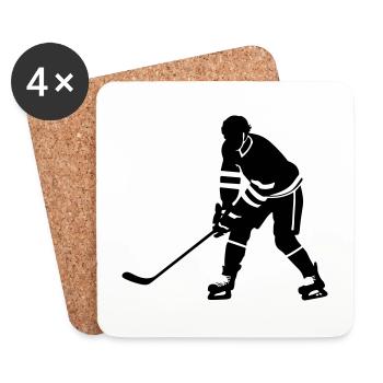 Ice Hockey Spieler Silhouette - Untersetzer (4er-Set) - Weiß - Vorne
