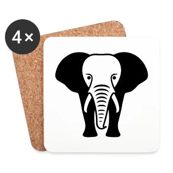 Elephant Animal Silhouette - Coasters (set of 4) - white - Front