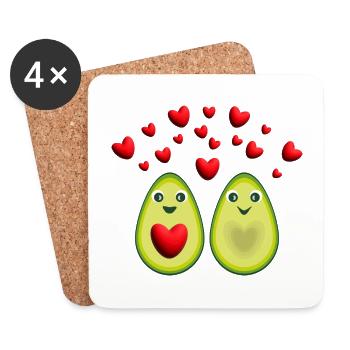 Avocado Liebe mit sehr vielen Herzen. - Untersetzer (4er-Set) - Weiß - Vorne
