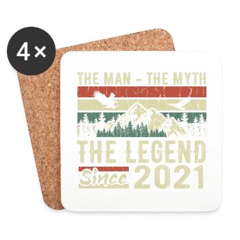 Retro 2021 Vintage - Geburtstagsgeschenk 2021 - Untersetzer (4er-Set) - Weiß - Vorne
