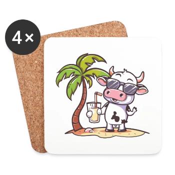 Kuh Sommer Strand Urlaub - Untersetzer (4er-Set) - Weiß - Vorne