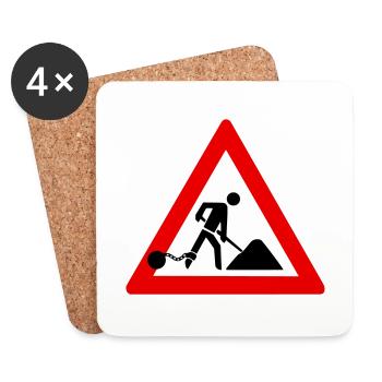 Attention work frustration traffic signs work site - Coasters (set of 4) - white - Front