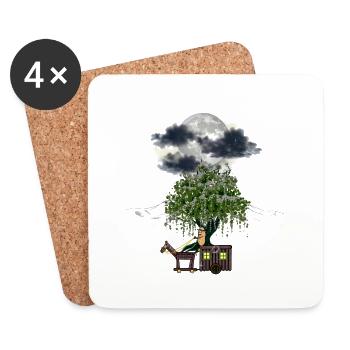 Peanut Peanuts Carriage Full Moon Travel Adventure - Coasters (set of 4) - white - Front