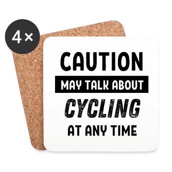 Caution may talk about cycling at any time - Untersetzer (4er-Set) - Weiß - Vorne