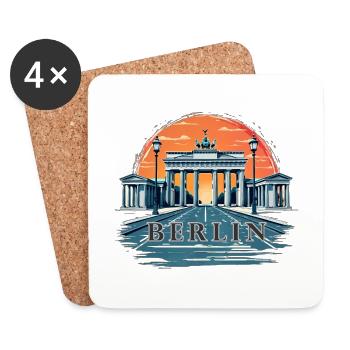 Porte de Brandebourg à Berlin - Dessous de verre (lot de 4) - blanc - Devant