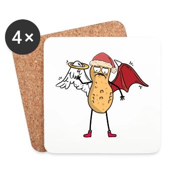 St. Nicholas peanut heavenly devilish xmas Santa - Coasters (set of 4) - white - Front