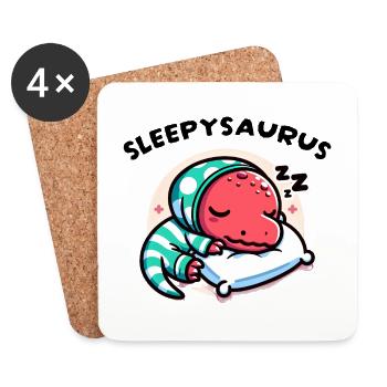 Sleepysaurus Official Sleep Outfit Sleep Shirt - Coasters (set of 4) - white - Front