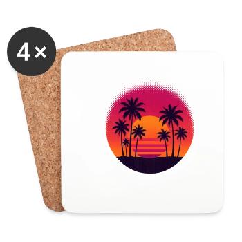 Tropical sunset with palm trees - Coasters (set of 4) - white - Front