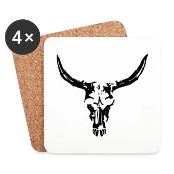 BULL SKULL - Untersetzer (4er-Set) - Weiß - Vorne