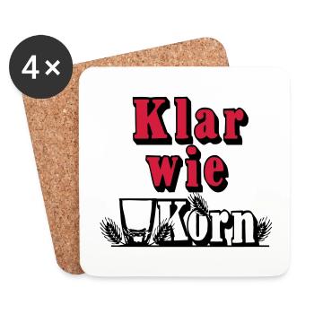 Korn , Party , Weizenkorn ,Klar wie Korn (25) - Untersetzer (4er-Set) - Weiß - Vorne