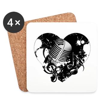 Microphone heart - Coasters (set of 4) - white - Front