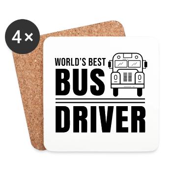 Meilleur chauffeur de bus professionnel bus - Dessous de verre (lot de 4) - blanc - Devant