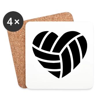 Volleyball heart - Coasters (set of 4) - white - Front