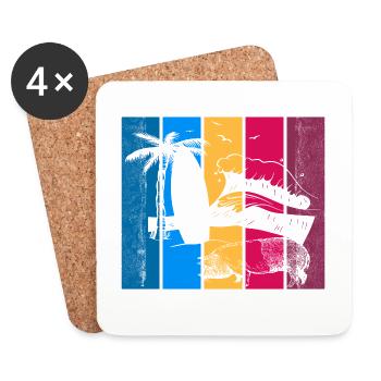 Pig Surfboard Surfboard Surfer Beach - Coasters (set of 4) - white - Front