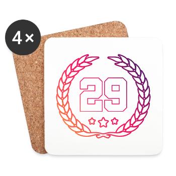 29 Zahl Kranz - Untersetzer (4er-Set) - Weiß - Vorne