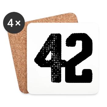 42 Zahl Trikot - Untersetzer (4er-Set) - Weiß - Vorne