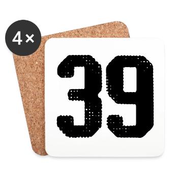 39 Zahl Trikot - Untersetzer (4er-Set) - Weiß - Vorne