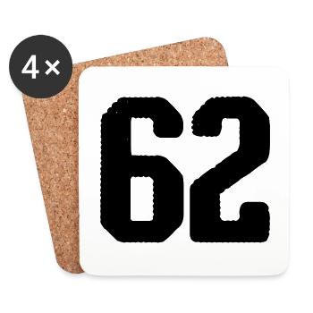 62 Zahl Trikot - Untersetzer (4er-Set) - Weiß - Vorne