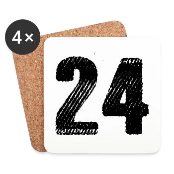 24 Zahl Trikot - Untersetzer (4er-Set) - Weiß - Vorne