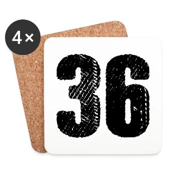 36 Number jersey - Coasters (set of 4) - white - Front