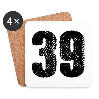 39 Zahl Trikot - Untersetzer (4er-Set) - Weiß - Vorne
