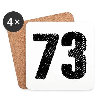 73 Zahl Trikot - Untersetzer (4er-Set) - Weiß - Vorne