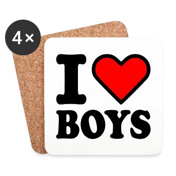 I love boys - Dessous de verre (lot de 4) - blanc - Devant