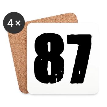 87 Zahl Trikot - Untersetzer (4er-Set) - Weiß - Vorne
