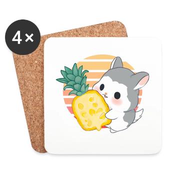 Chinchilla loves pineapple - Coasters (set of 4) - white - Front