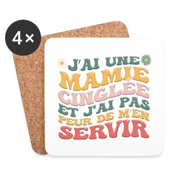 J'Ai Une Mamie Cinglée - Dessous de verre (lot de 4) - blanc - Devant