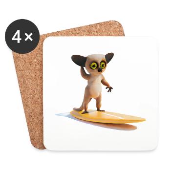 Surfbrett tragender Tarsier - Untersetzer (4er-Set) - Weiß - Vorne