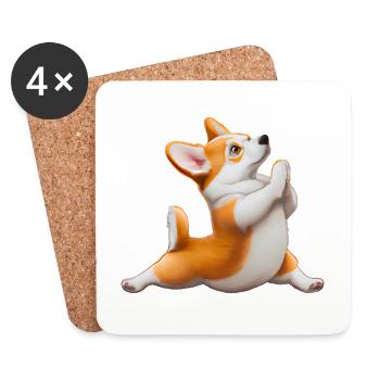 Corgi dog in yoga pose - Coasters (set of 4) - white - Front