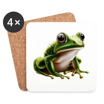 Rain Frog Water Drop Frog - Coasters (set of 4) - white - Front