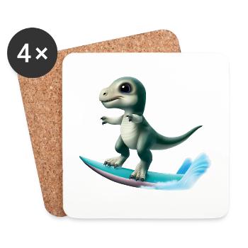Surfer Dino - Untersetzer (4er-Set) - Weiß - Vorne