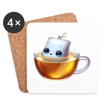 Sachet de thé gourmand - Dessous de verre (lot de 4) - blanc - Devant