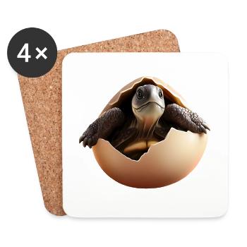 Turtle hatches from the egg - Coasters (set of 4) - white - Front