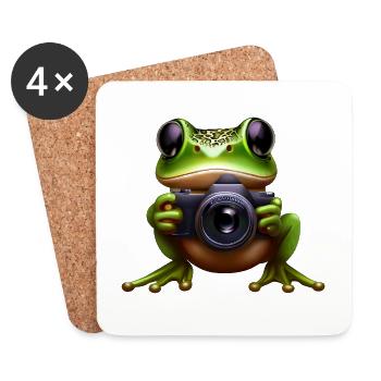 Photographe grenouille en action - Dessous de verre (lot de 4) - blanc - Devant
