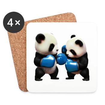 Fighting Panda Bears - Coasters (set of 4) - white - Front